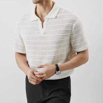 AIDASE  -  Daily Leisure Breathable Short Sleeve Polos For Men Vintage Solid Color Knit T Shirt 2025 Summer Casual Mens Knitted Polo Shirts aidase-shop